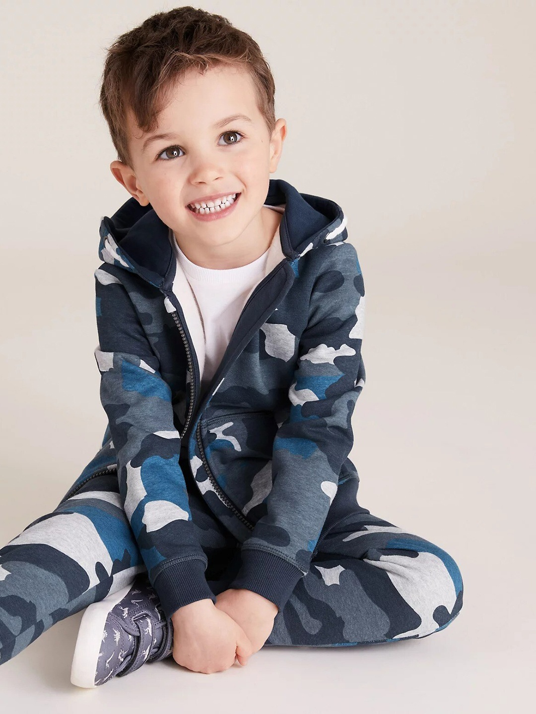 

Marks & Spencer Boys Printed Hooded Sweatshirt, Blue