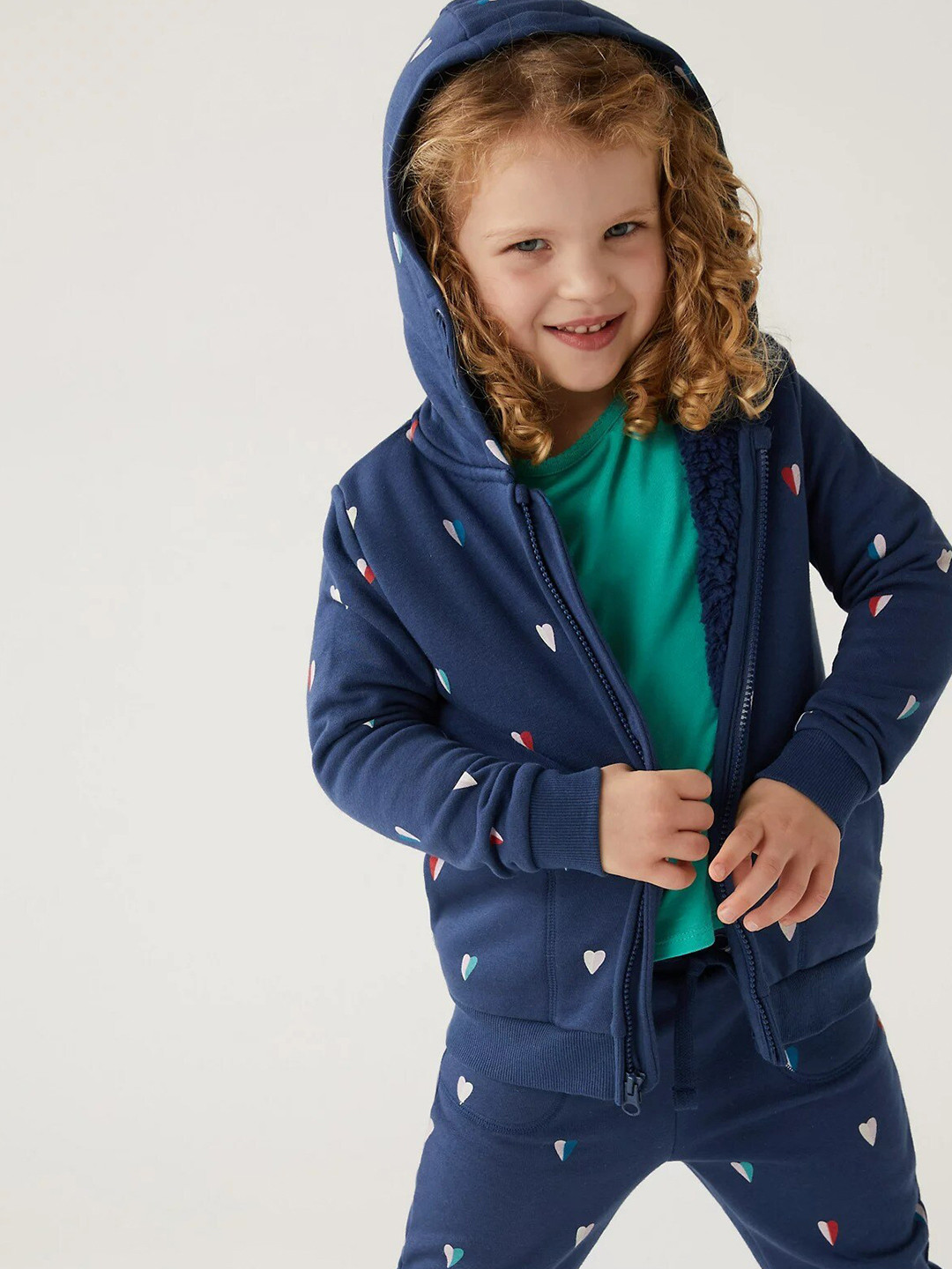 

Marks & Spencer Girls Printed Hooded Sweatshirt, Navy blue