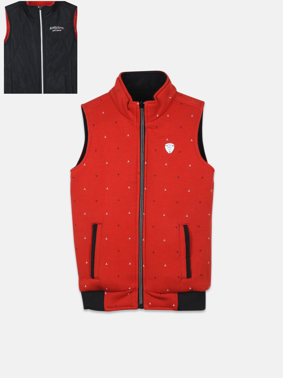 

Monte Carlo Boys Conversational Printed Reversible Padded Jacket, Black