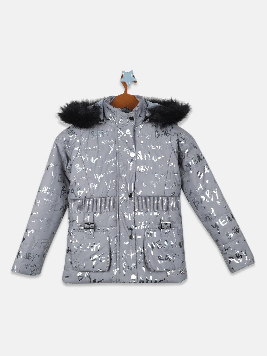 

Monte Carlo Girls Printed Parka Jacket, Grey