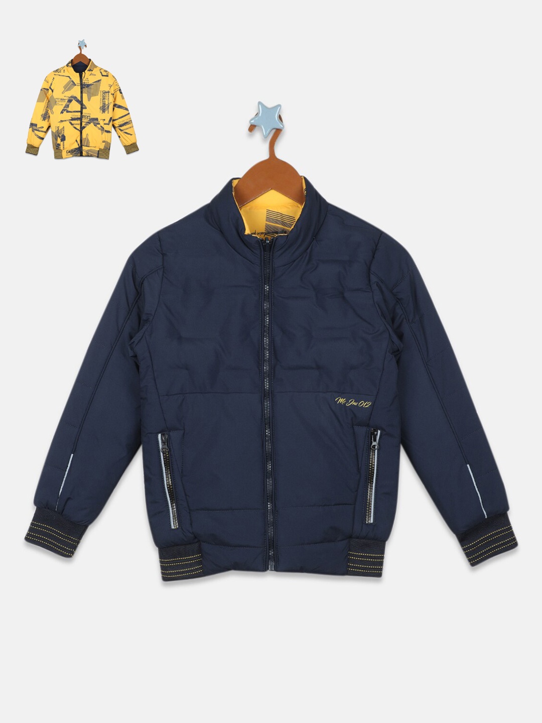

Monte Carlo Boys Typography Reversible Bomber Jacket, Navy blue