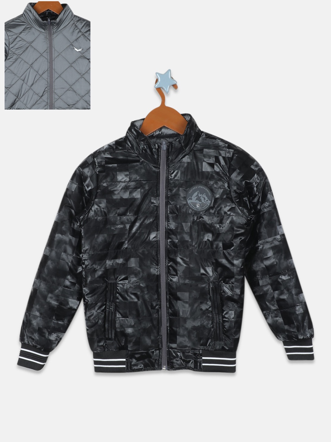 

Monte Carlo Boys Camouflage Reversible Bomber Jacket, Black