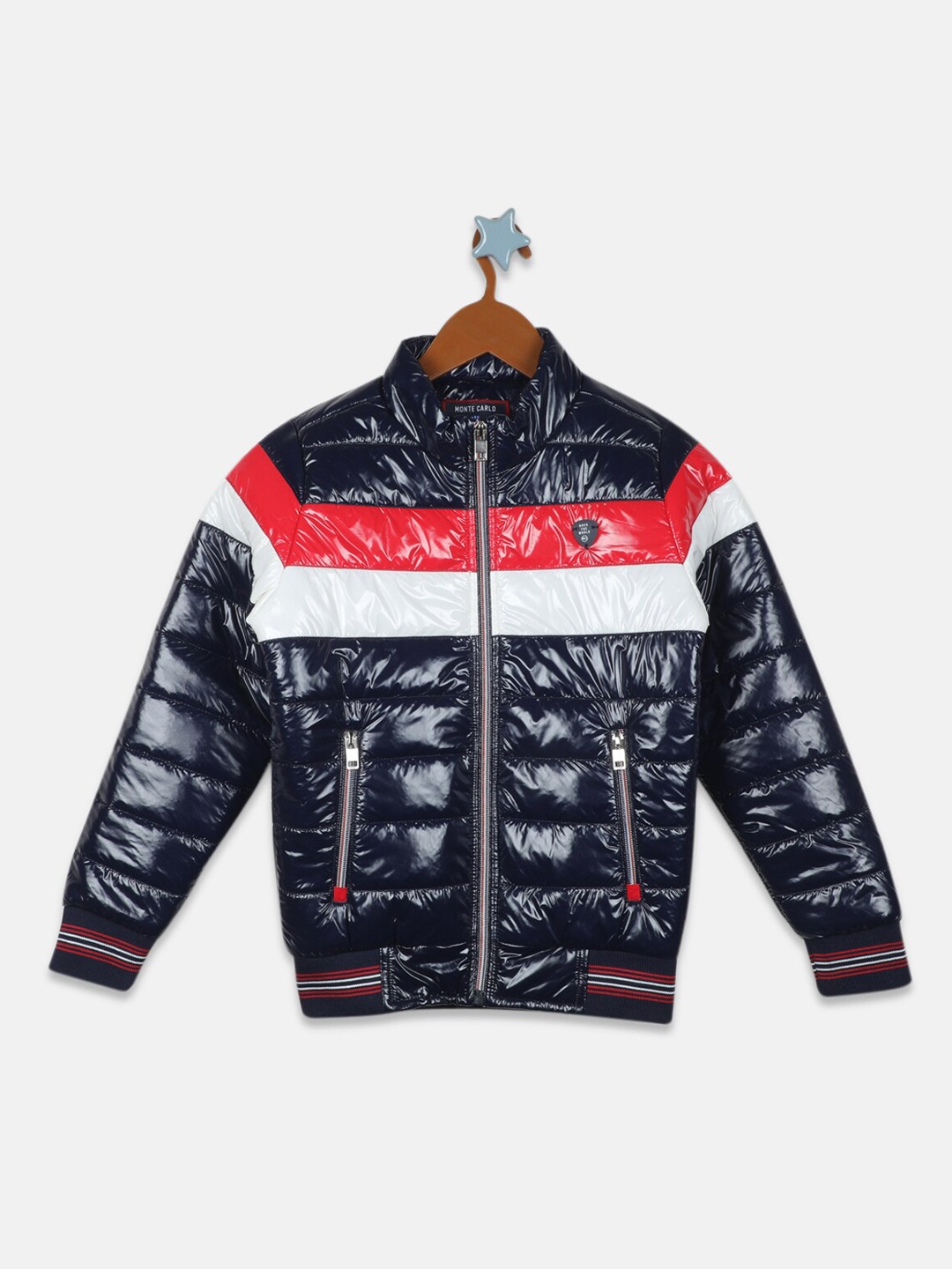 

Monte Carlo Boys Navy Blue Colourblocked Bomber Jacket