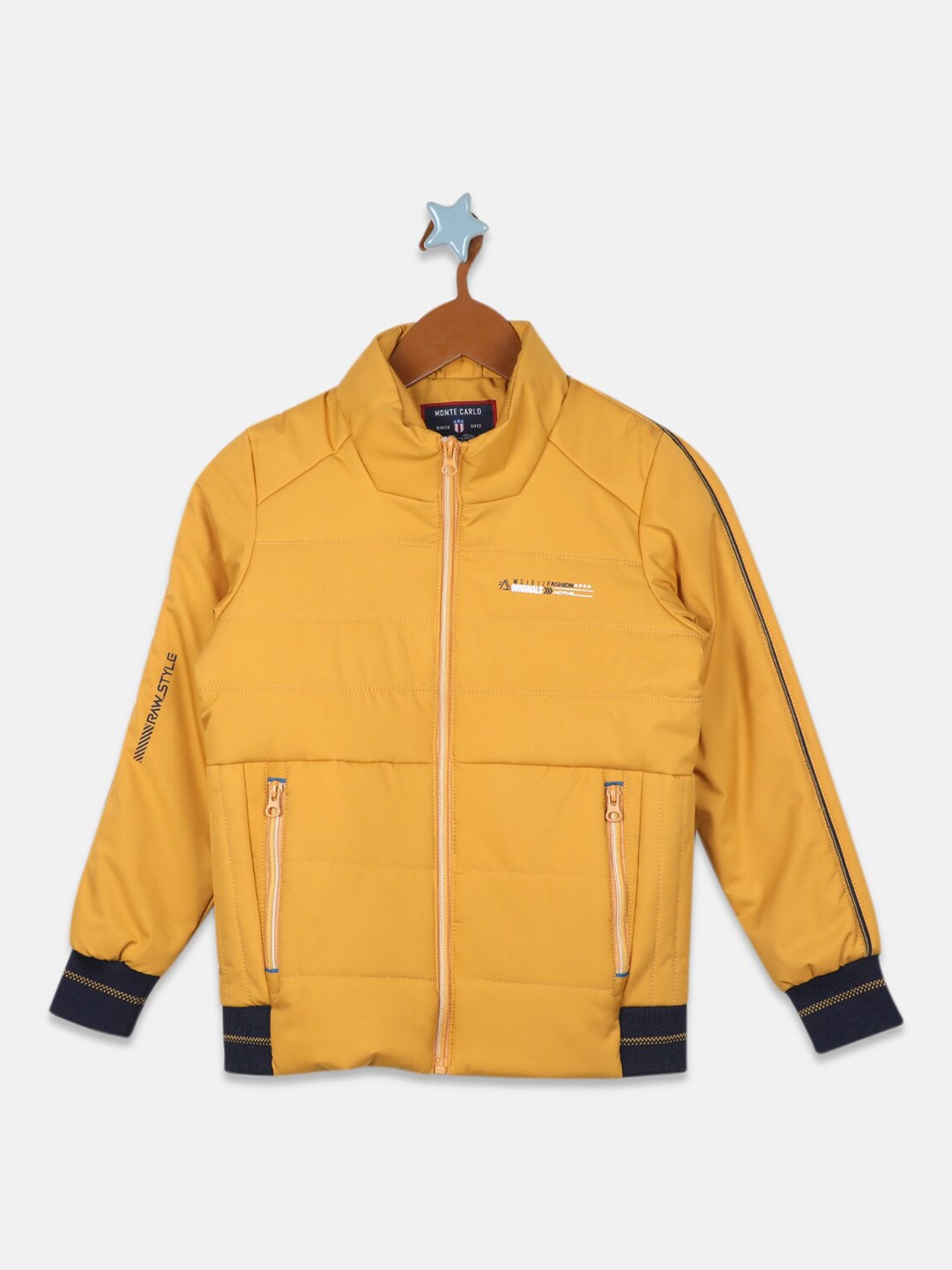 

Monte Carlo Boys Solid Mock Collar Padded Jacket, Mustard