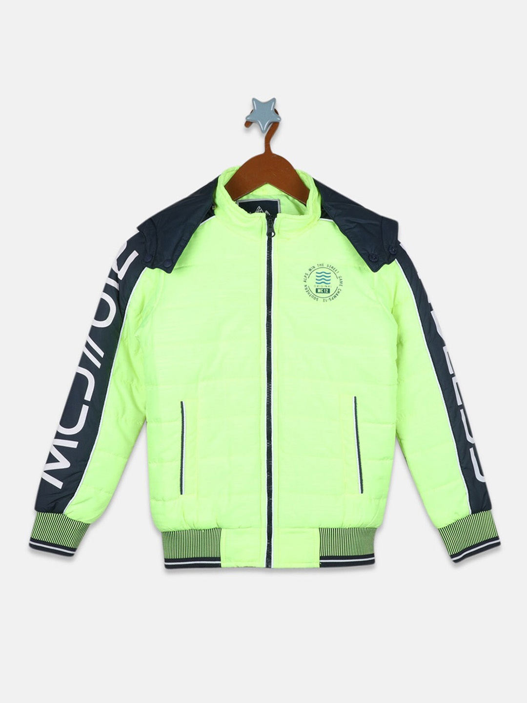 

Monte Carlo Boys Fluorescent Green Black Colourblocked Bomber Jacket