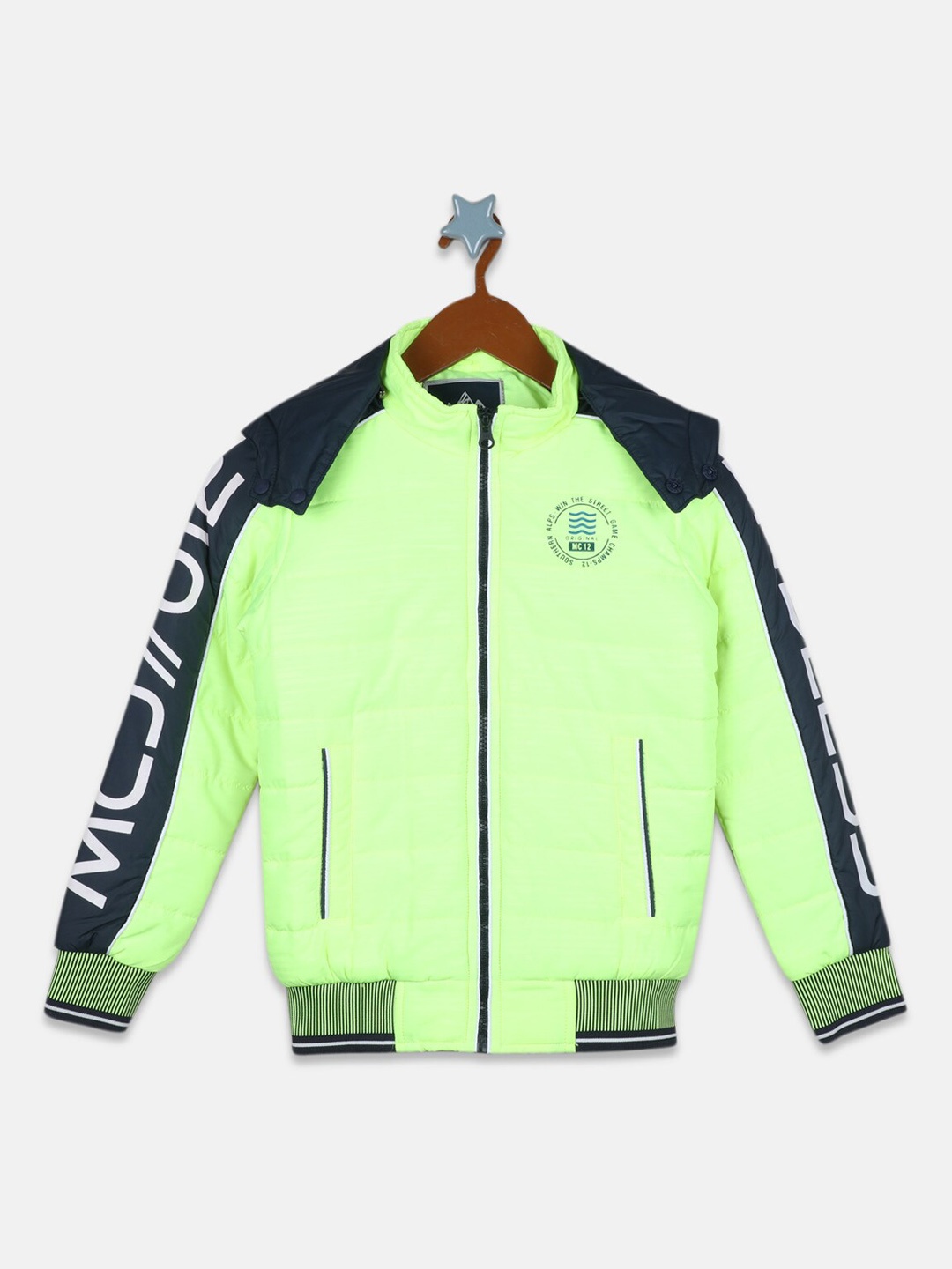 

Monte Carlo Boys Colourblocked Bomber Jacket, Lime green