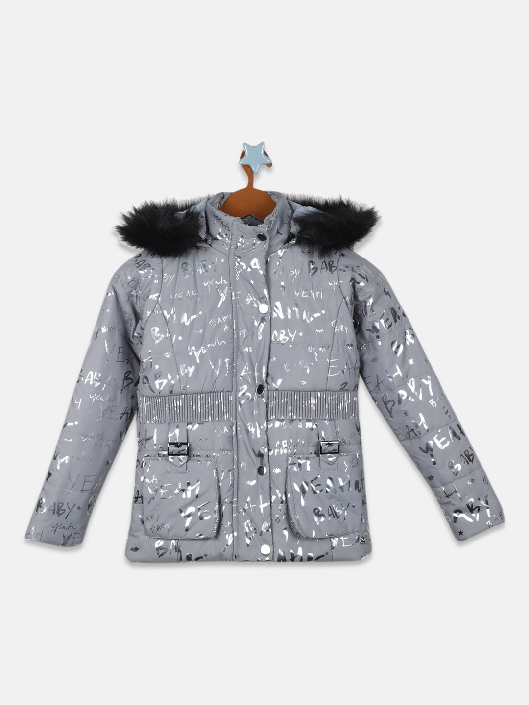 

Monte Carlo Girls Printed Parka Jacket, Grey