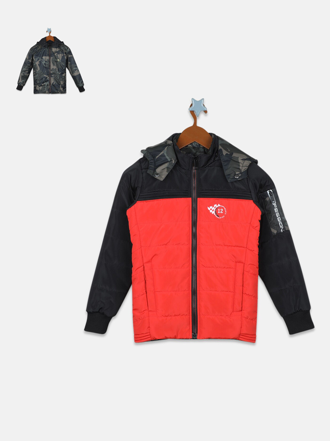 

Monte Carlo Boys Camouflage Reversible Padded Jacket, Orange