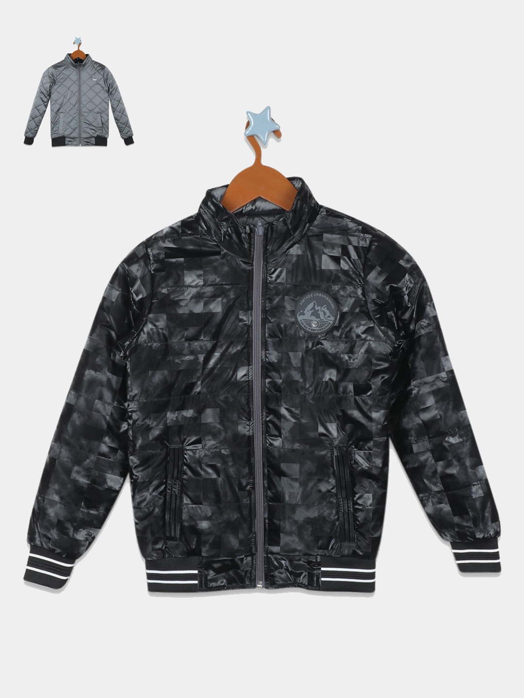 

Monte Carlo Boys Camouflage Reversible Bomber Jacket, Black
