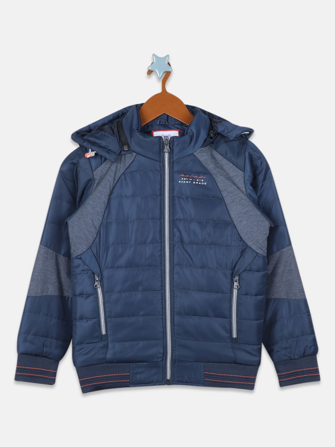 

Monte Carlo Boys Solid Hooded Padded Jacket, Navy blue