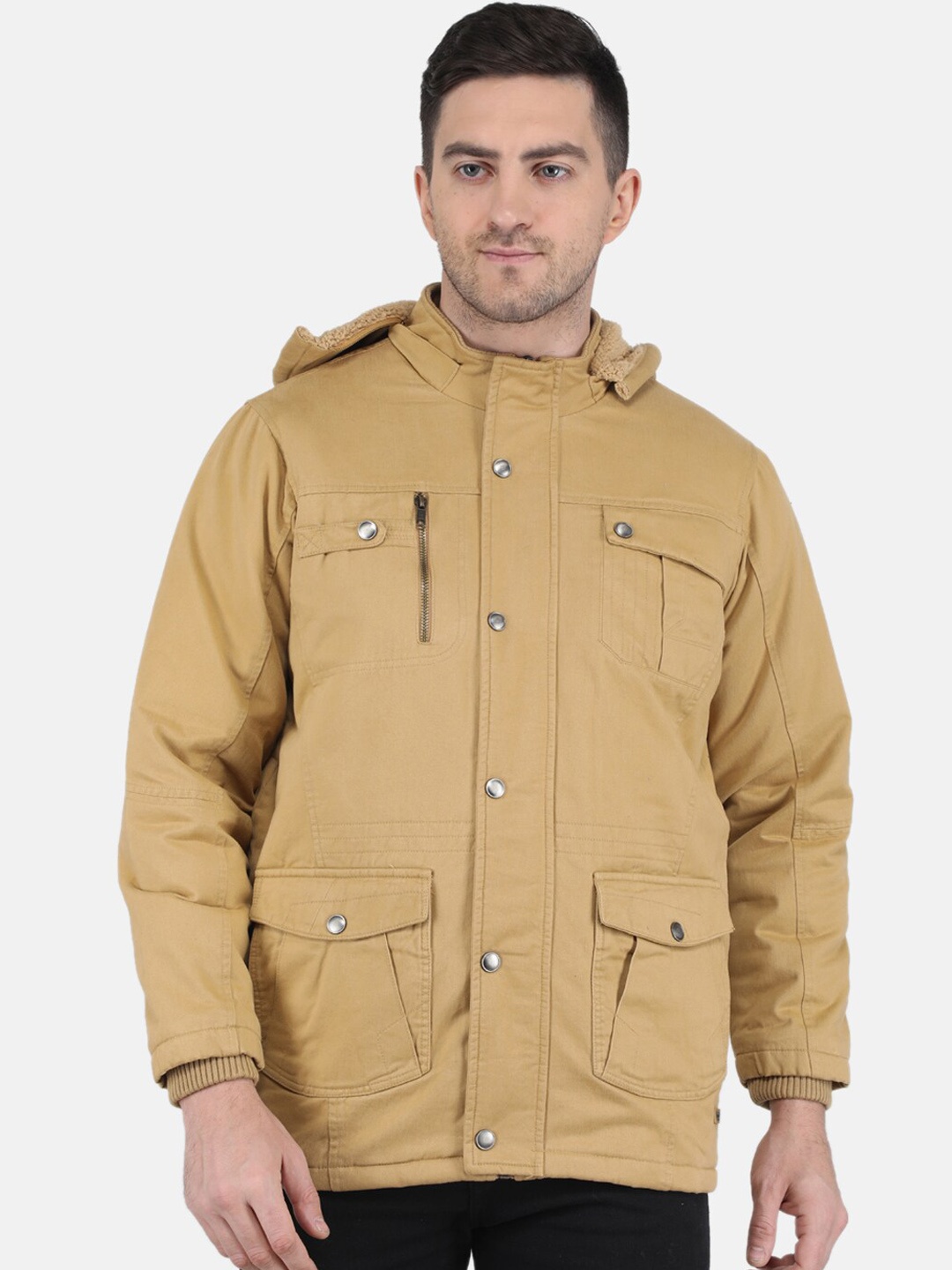 

Monte Carlo Men Cotton Longline Parka Jacket, Khaki