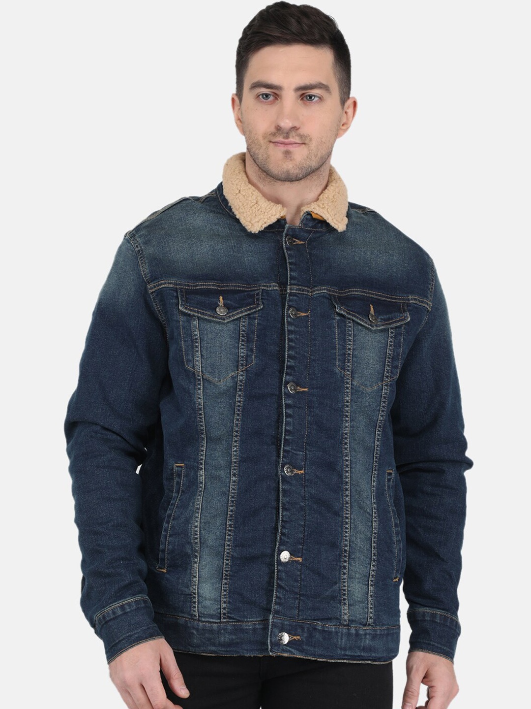 

Monte Carlo Men Washed Cotton Denim Jacket, Blue
