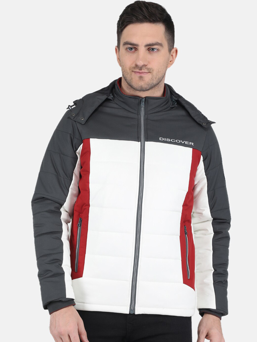 

Monte Carlo Men Colourblocked Hooded Puffer Jacket, Olive