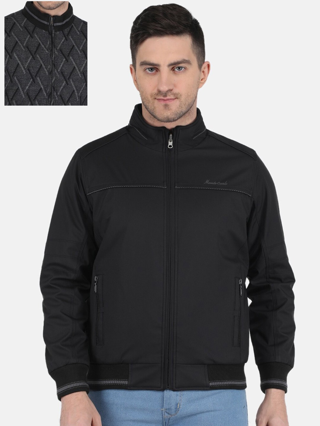 

Monte Carlo Men Reversible Bomber Jacket, Black