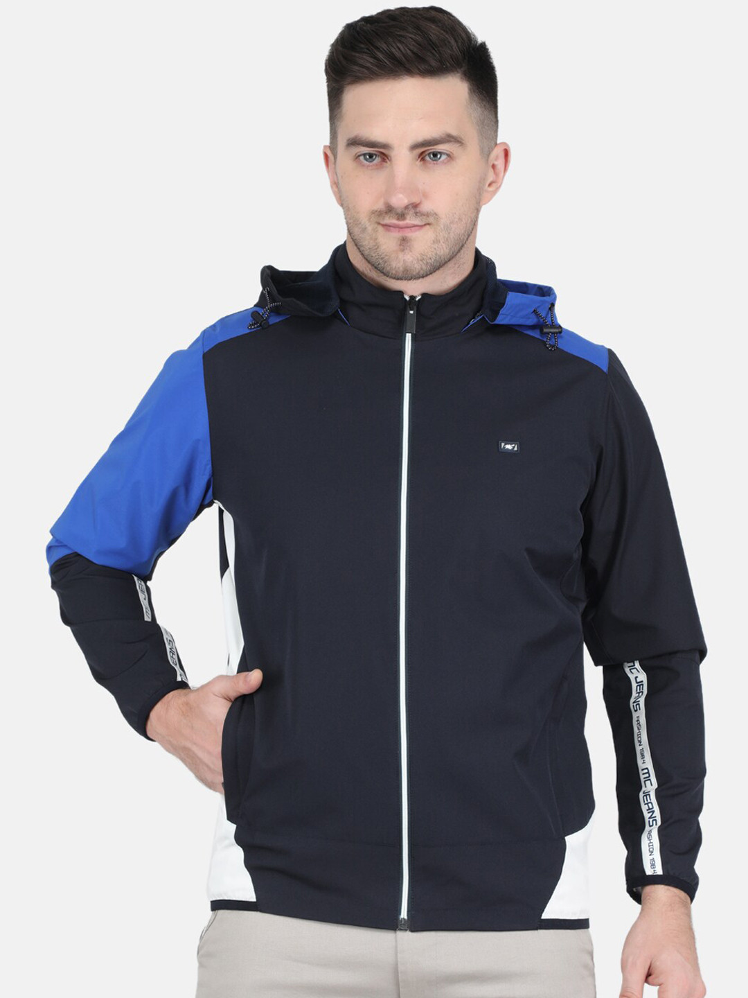 

Monte Carlo Men Plus Size Bomber Hooded Jacket, Navy blue