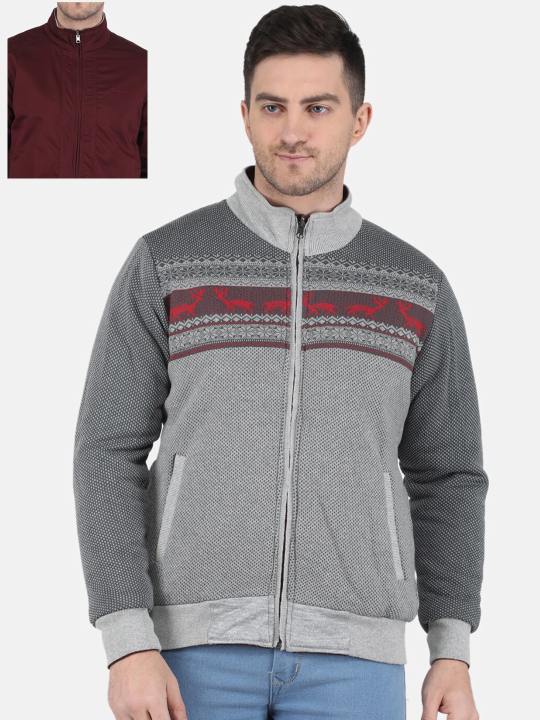 

Monte Carlo Men Reversible Bomber Jacket, Maroon