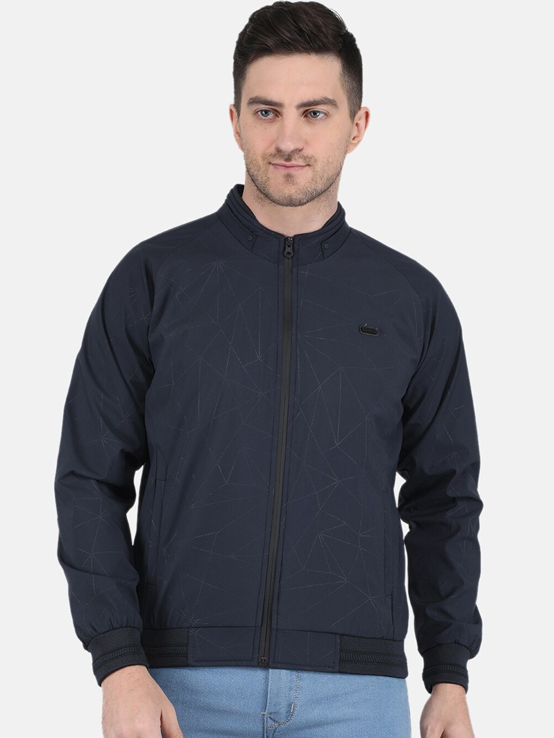 

Monte Carlo Men Geometric Bomber Jacket, Navy blue