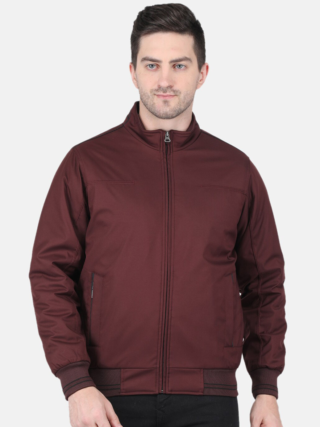

Monte Carlo Men Solid Bomber Jacket, Maroon