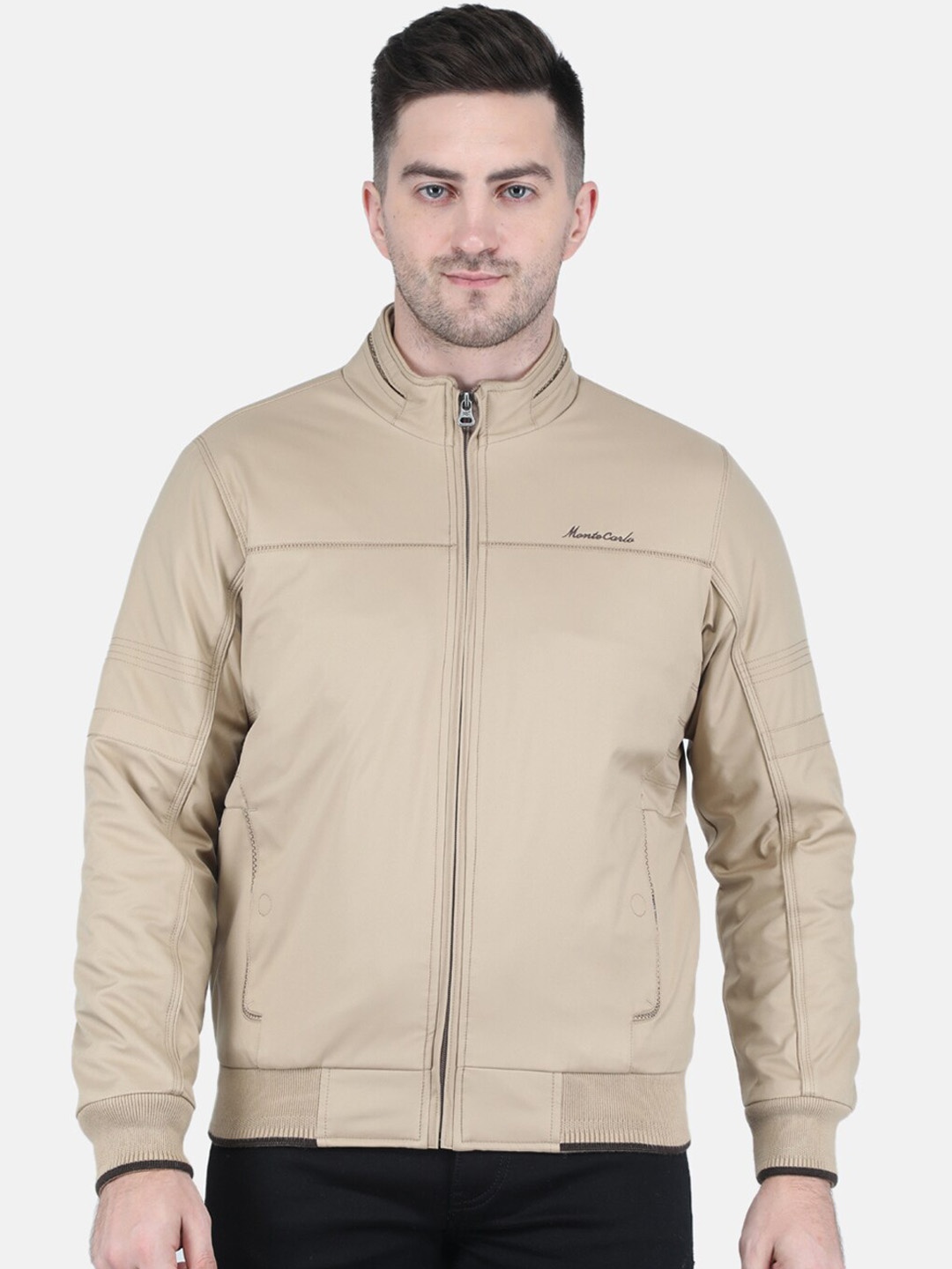 

Monte Carlo Men Solid Bomber Jacket, Cream