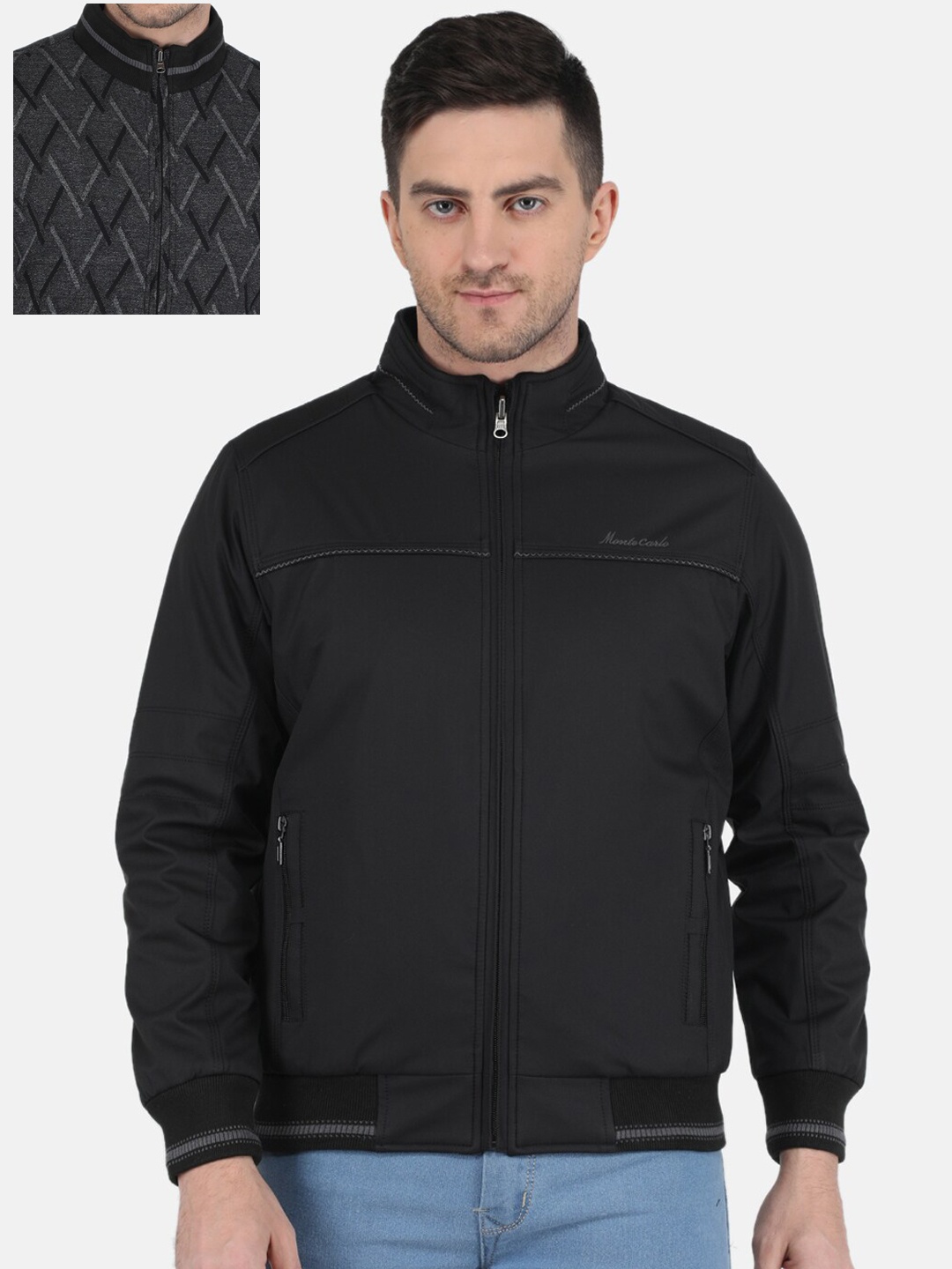 

Monte Carlo Men Reversible Bomber Jacket, Black