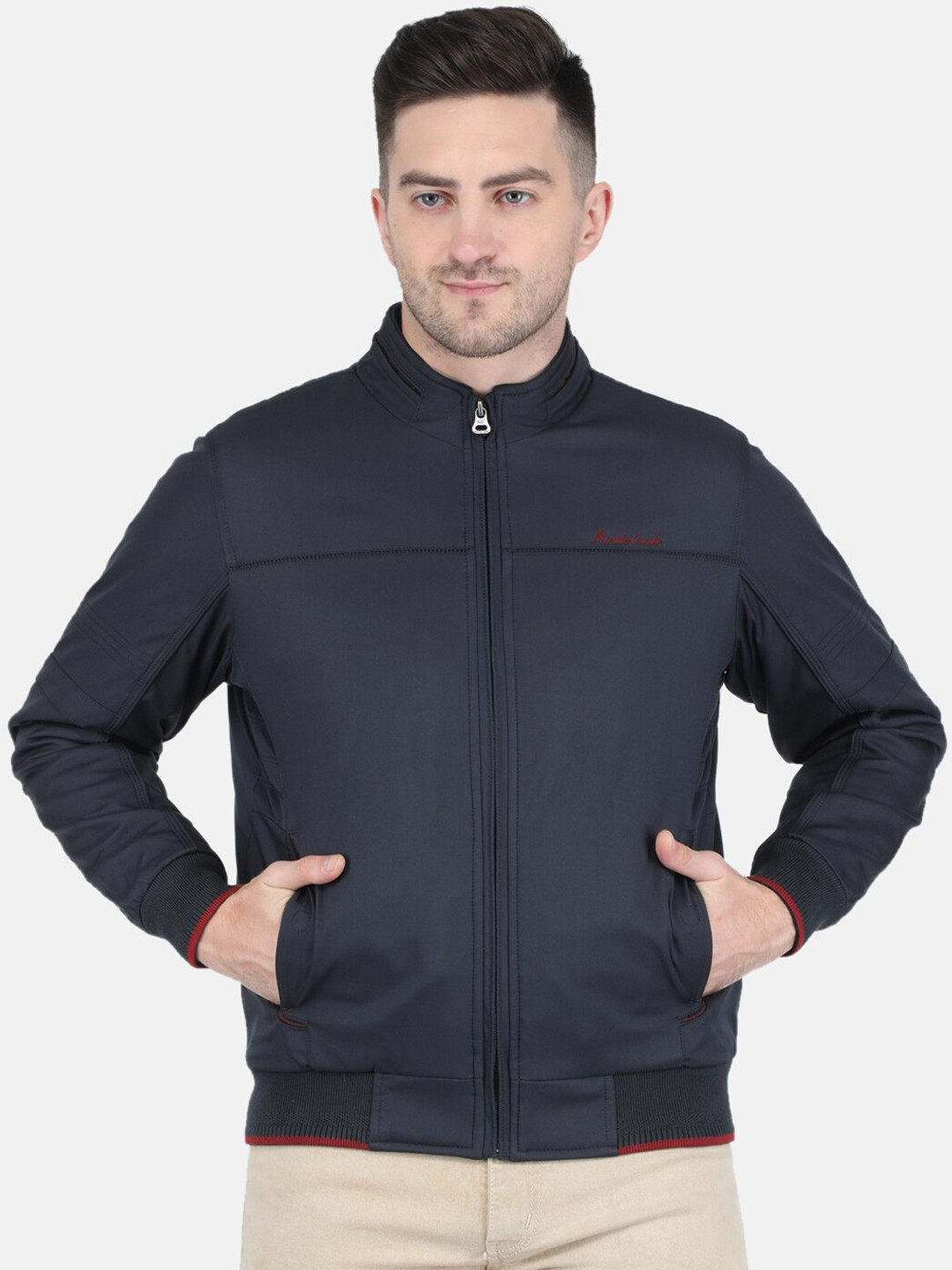 

Monte Carlo Men Solid Bomber Jacket, Navy blue