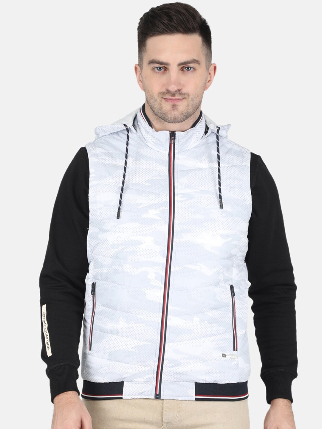 

Monte Carlo Men Camouflage Hooded Bomber Jacket, White