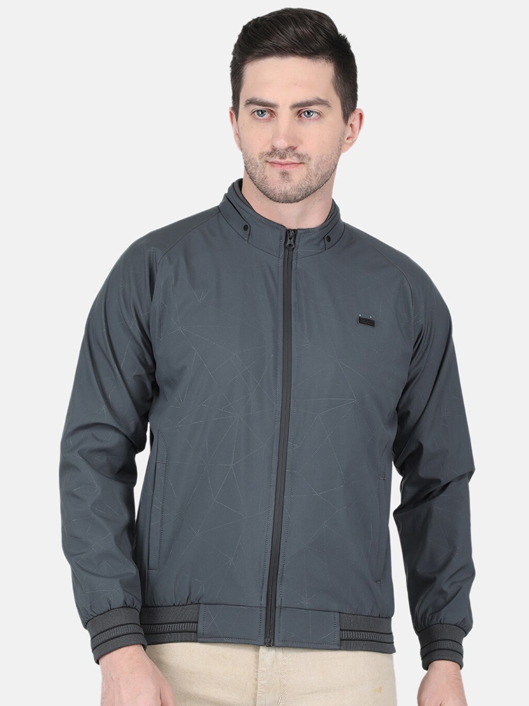 

Monte Carlo Men Plus Size Geometric Bomber Jacket, Navy blue
