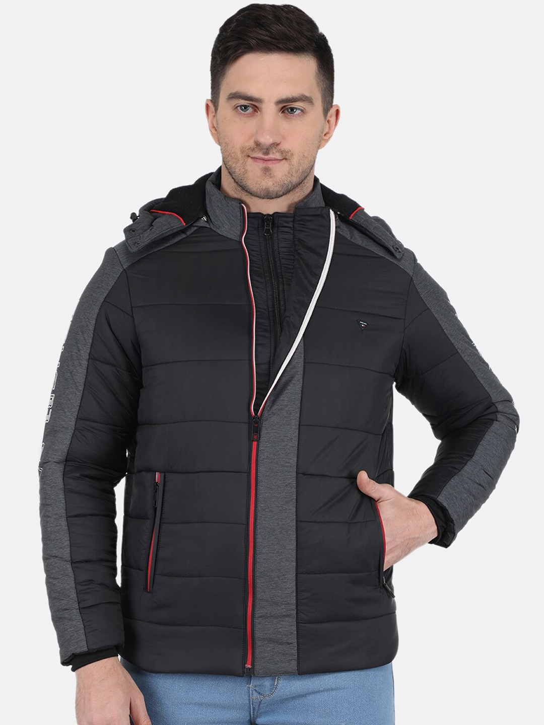 

Monte Carlo Men Plus Size Colourblocked Padded Jacket, Black