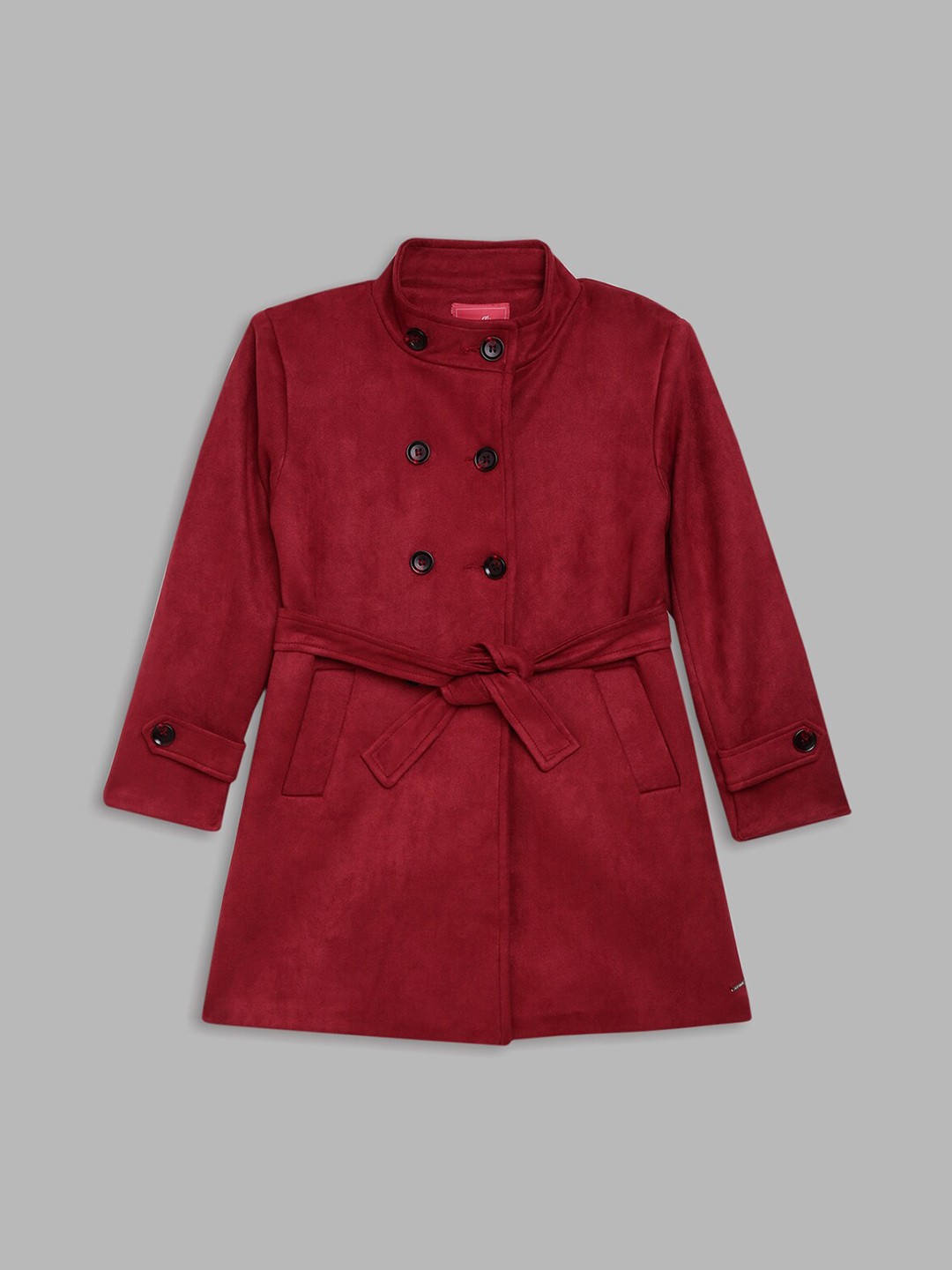 

Blue Giraffe Girls Double-Breasted Over Coat, Maroon