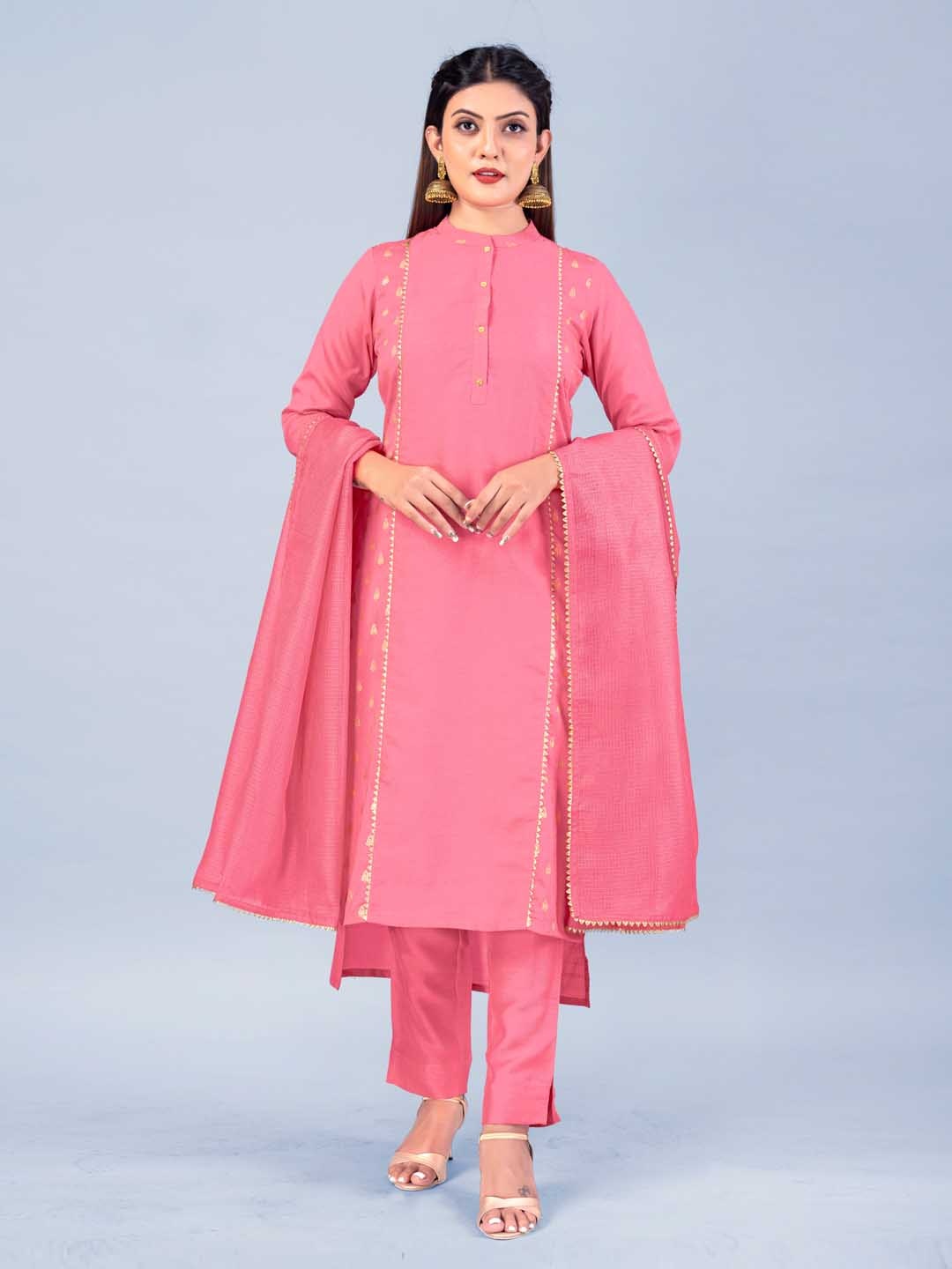 

FASHION DREAM Women Ethnic Motifs Printed Kurta with Trousers & Dupatta, Pink
