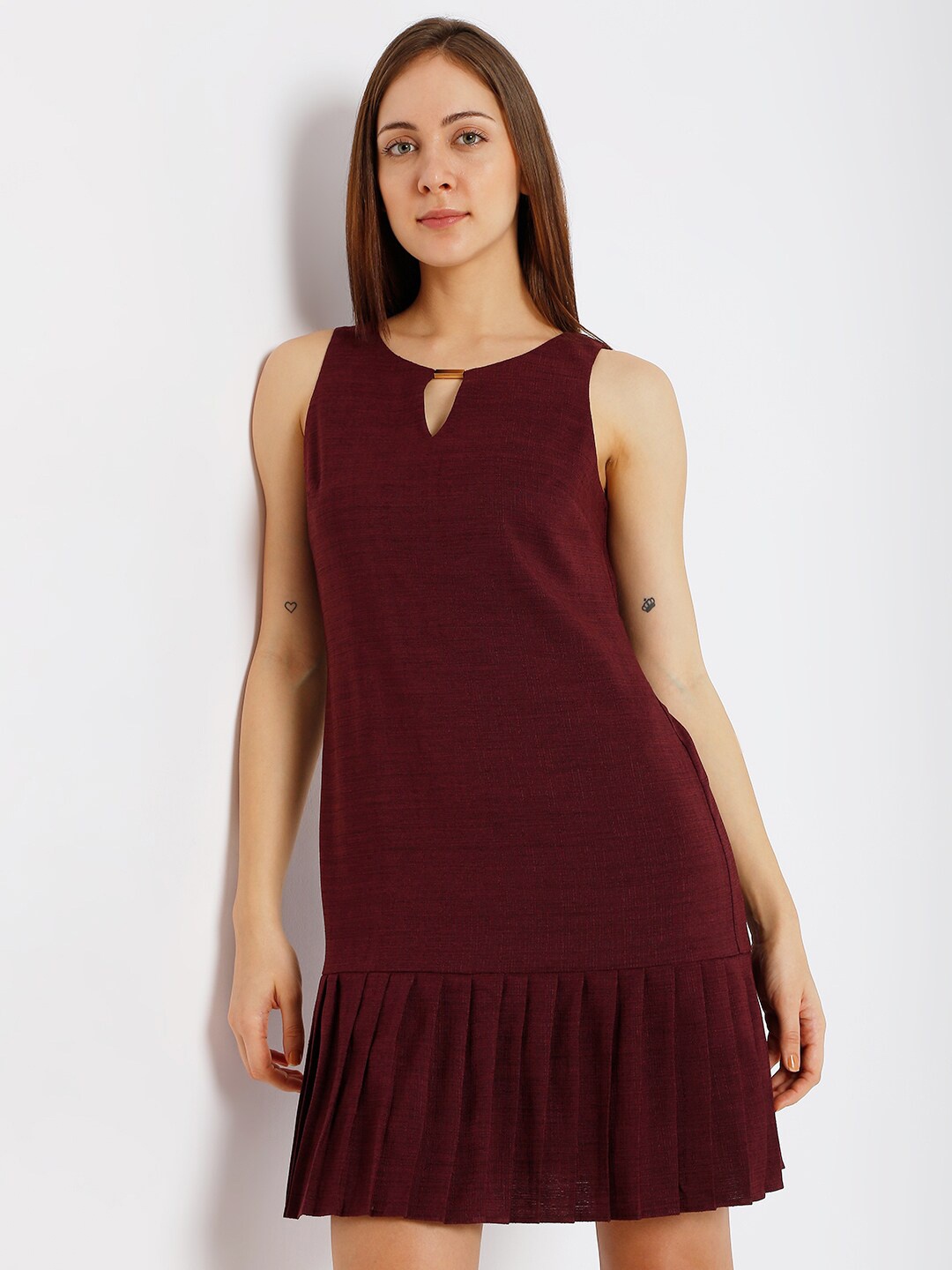 

Vero Moda Keyhole Neck A-Line Dress, Coffee brown