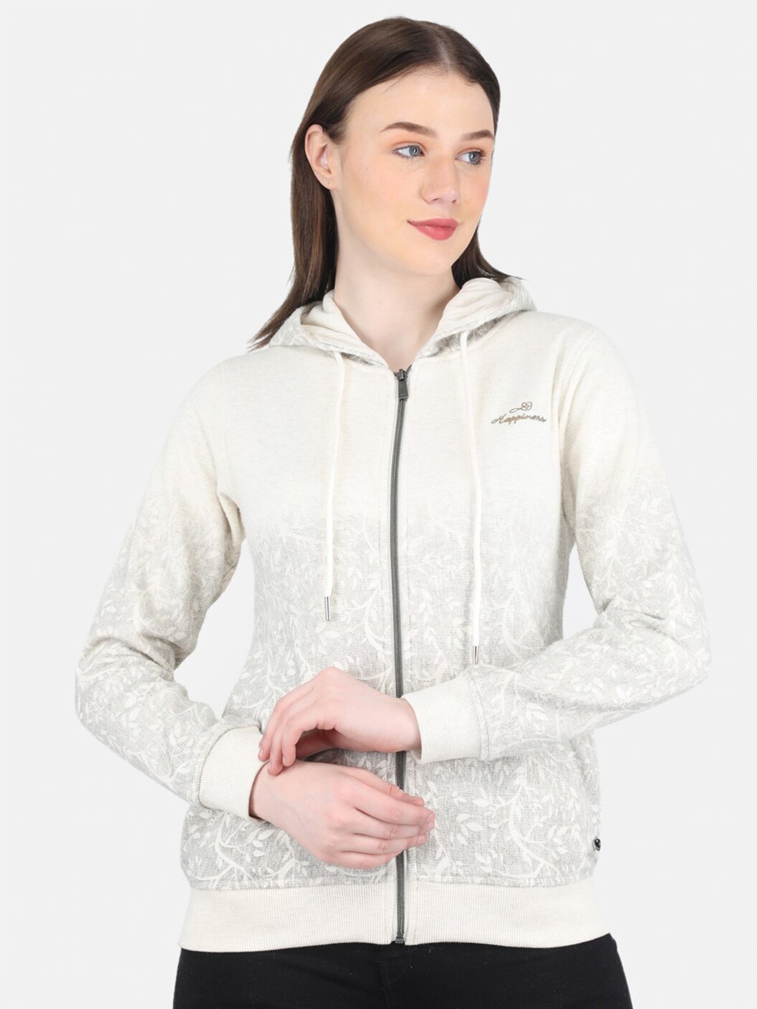 

Monte Carlo Women Printed Hooded Sweatshirt, Beige