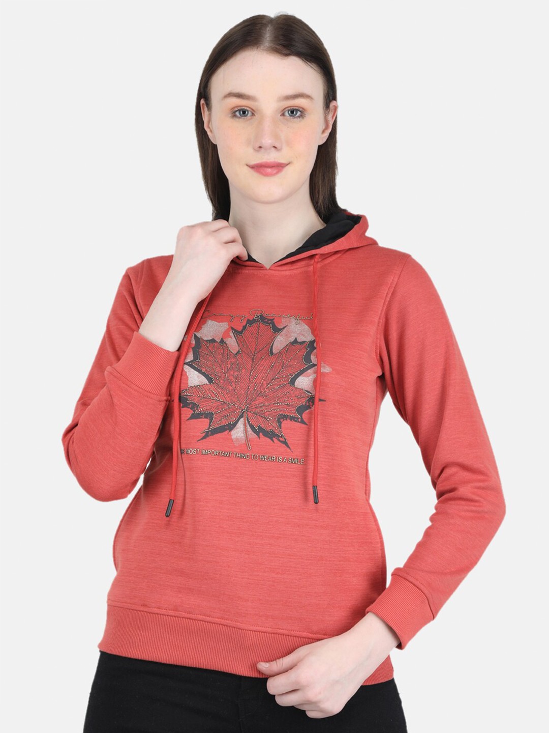 

Monte Carlo Women Printed Hooded Sweatshirt, Rust