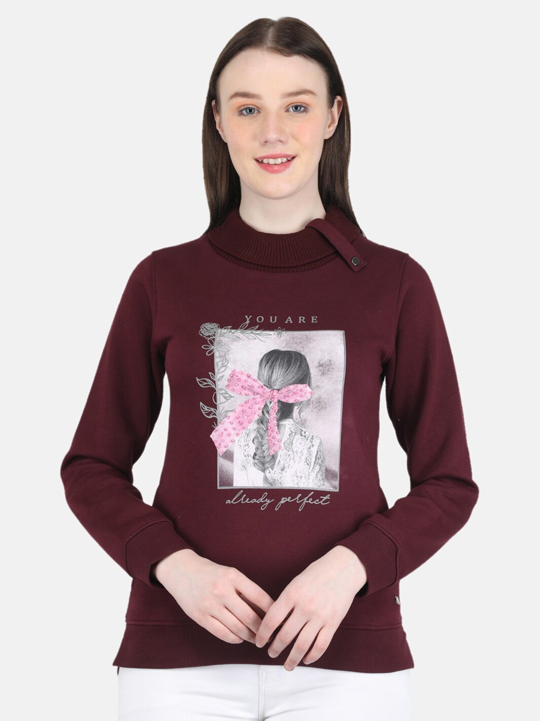 

Monte Carlo Women Printed Cotton Sweatshirt, Maroon