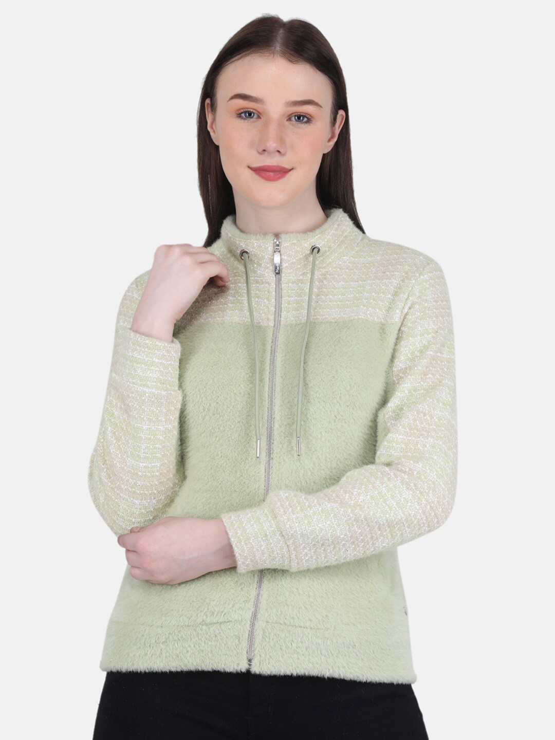 

Monte Carlo Front-Open Mock Collar Sweatshirt, Green