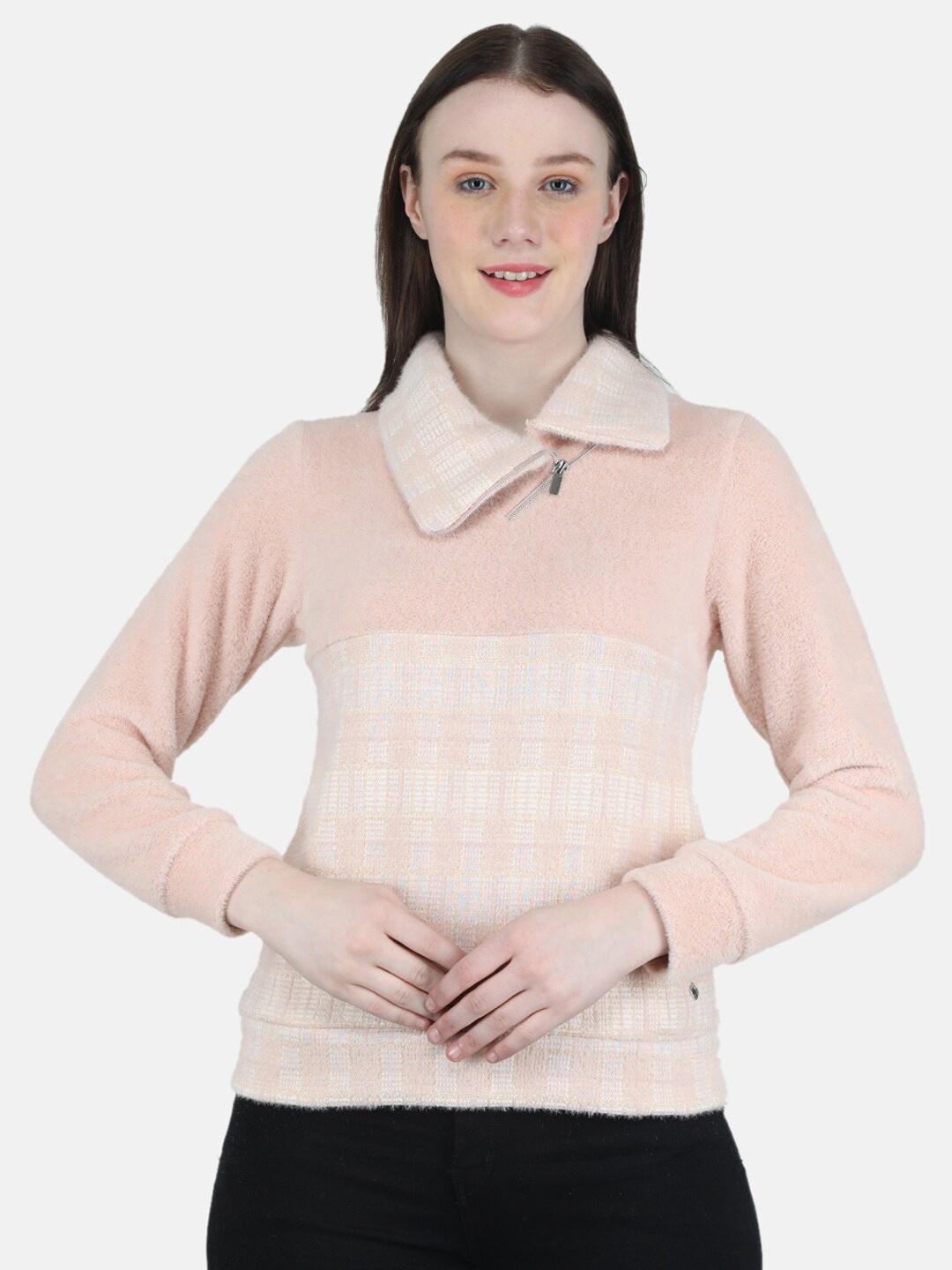

Monte Carlo Women Pink Checked Sweatshirt