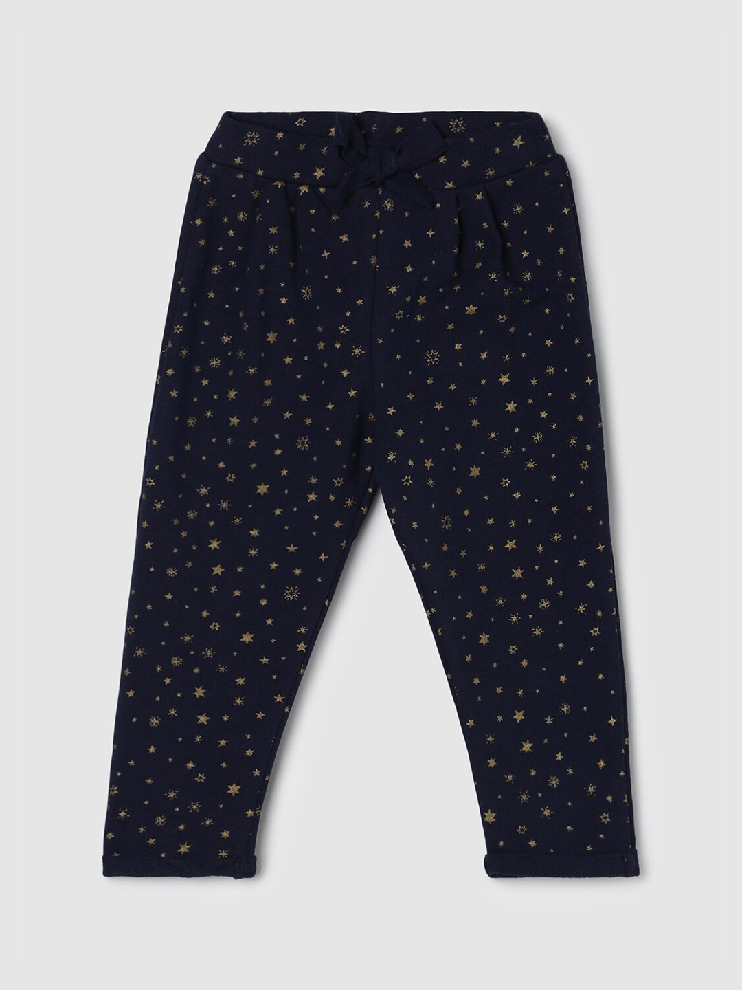 

max Girls Printed Pleated Trousers, Navy blue