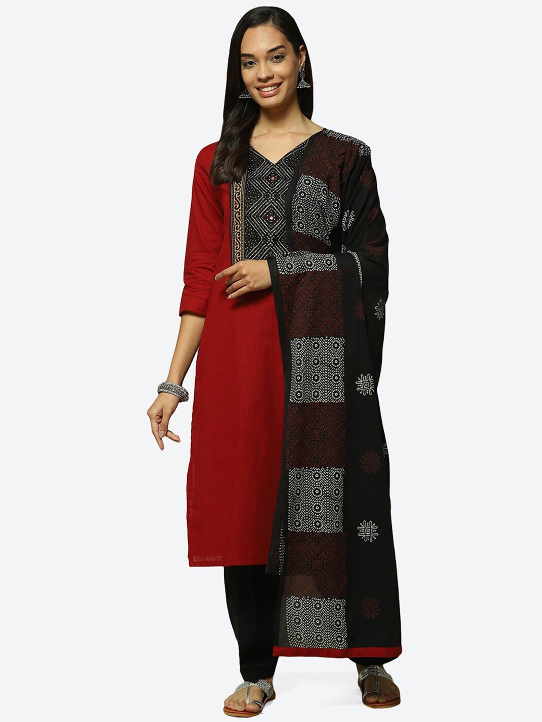 

Biba Woven Design Geometric Unstitched Dress Material, Maroon