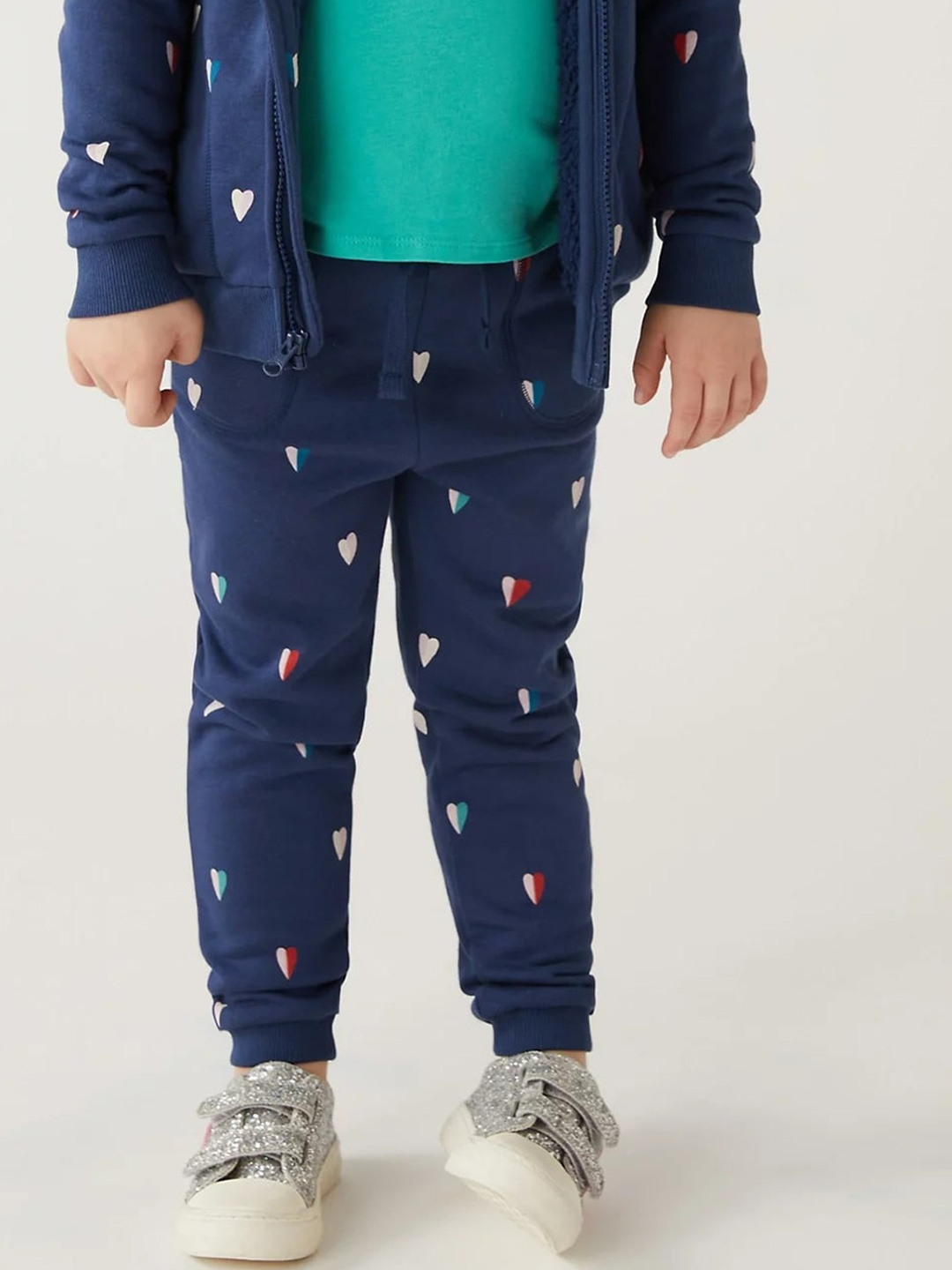 

Marks & Spencer Girls Printed Cotton Joggers, Navy blue