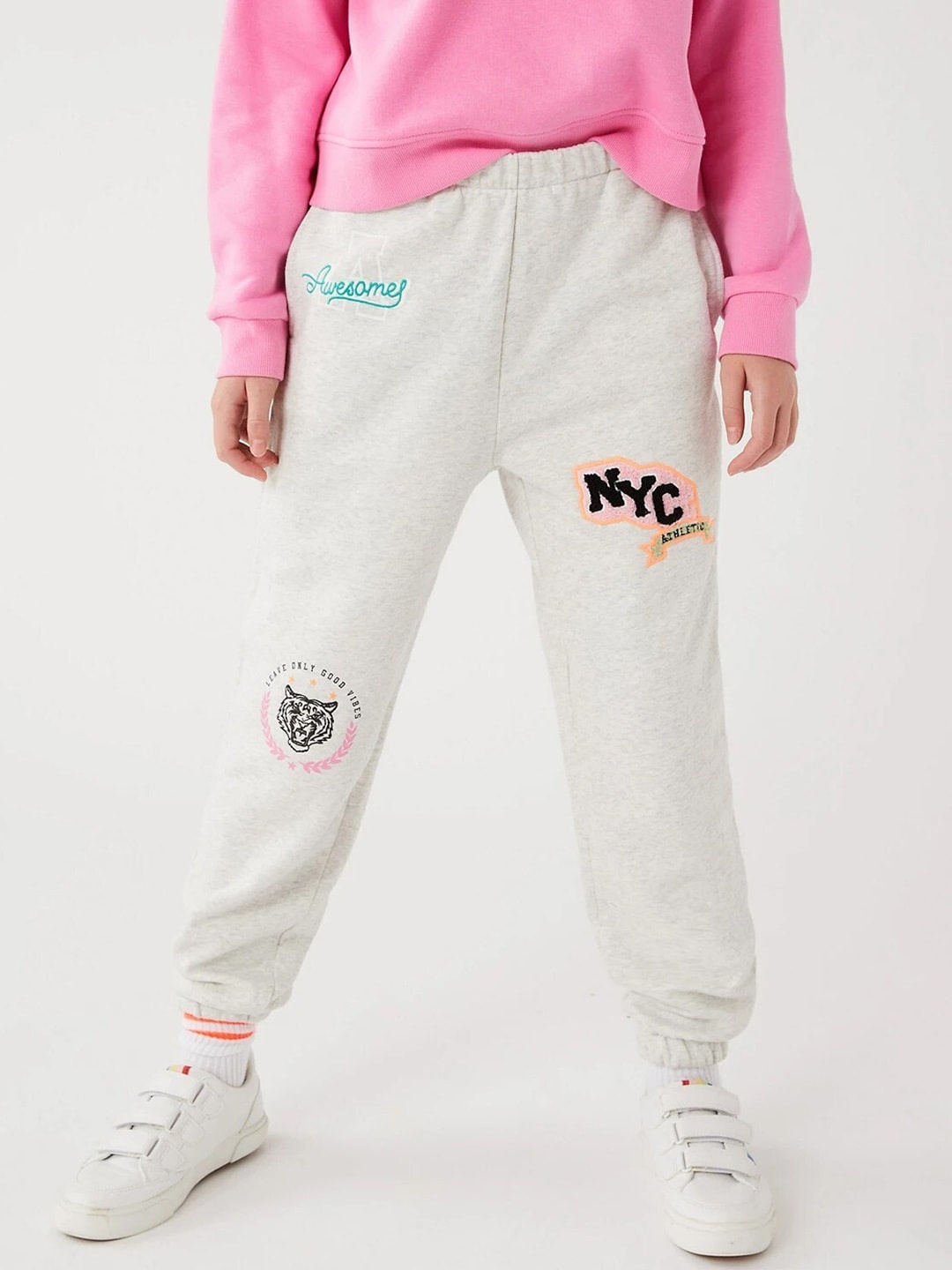 

Marks & Spencer Girls Printed Cotton Joggers, Grey