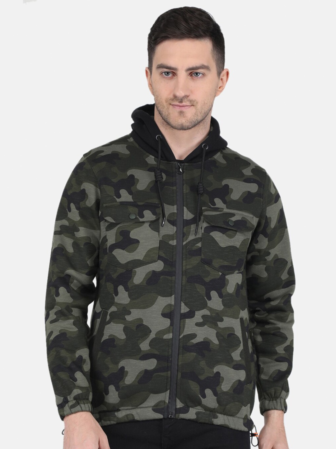 

Monte Carlo Men Printed Hooded Cotton Sweatshirt, Olive