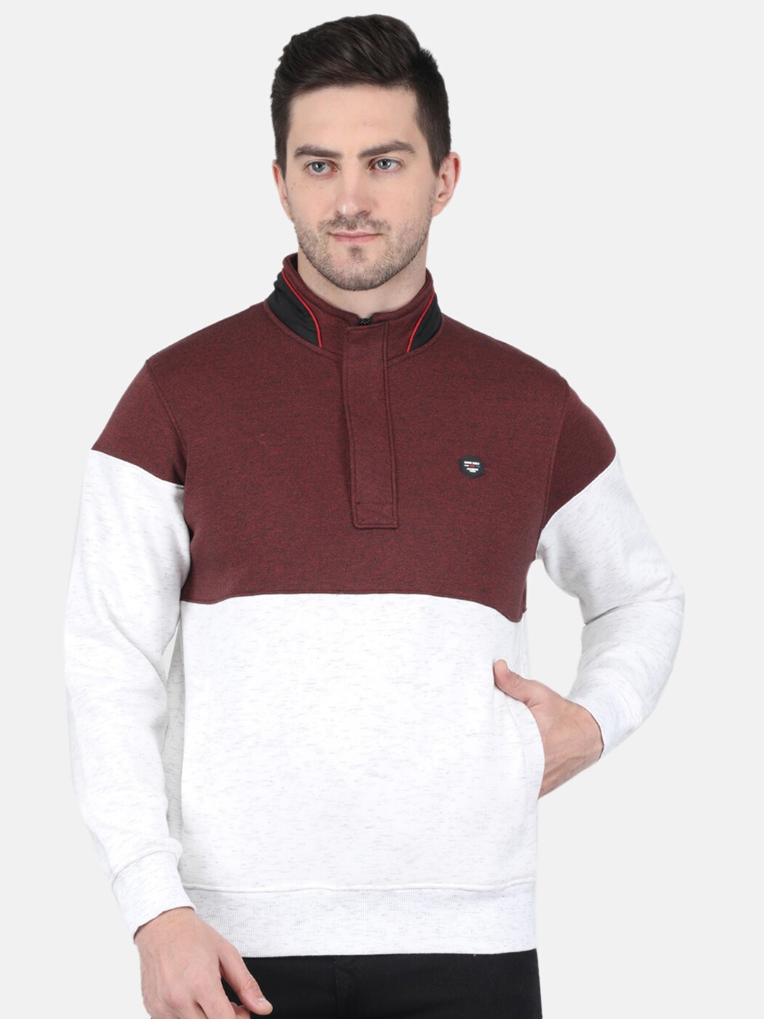 

Monte Carlo Men Cotton Colourblocked Sweatshirt, Maroon