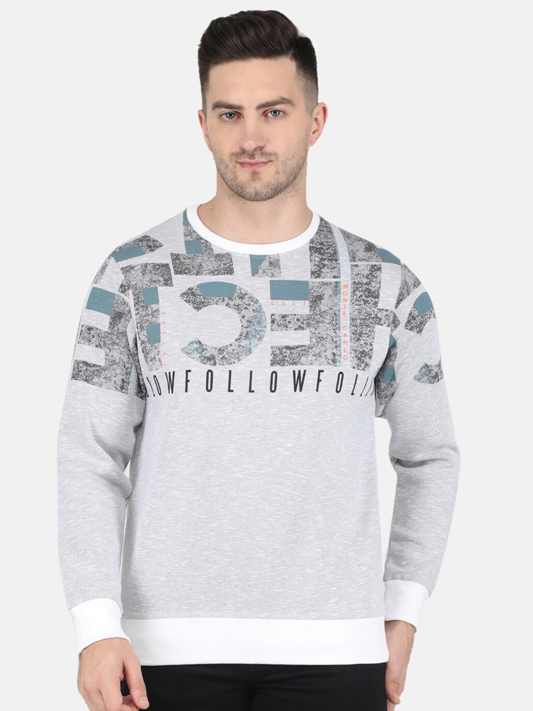 

Monte Carlo Men Cotton Printed Sweatshirt, Grey