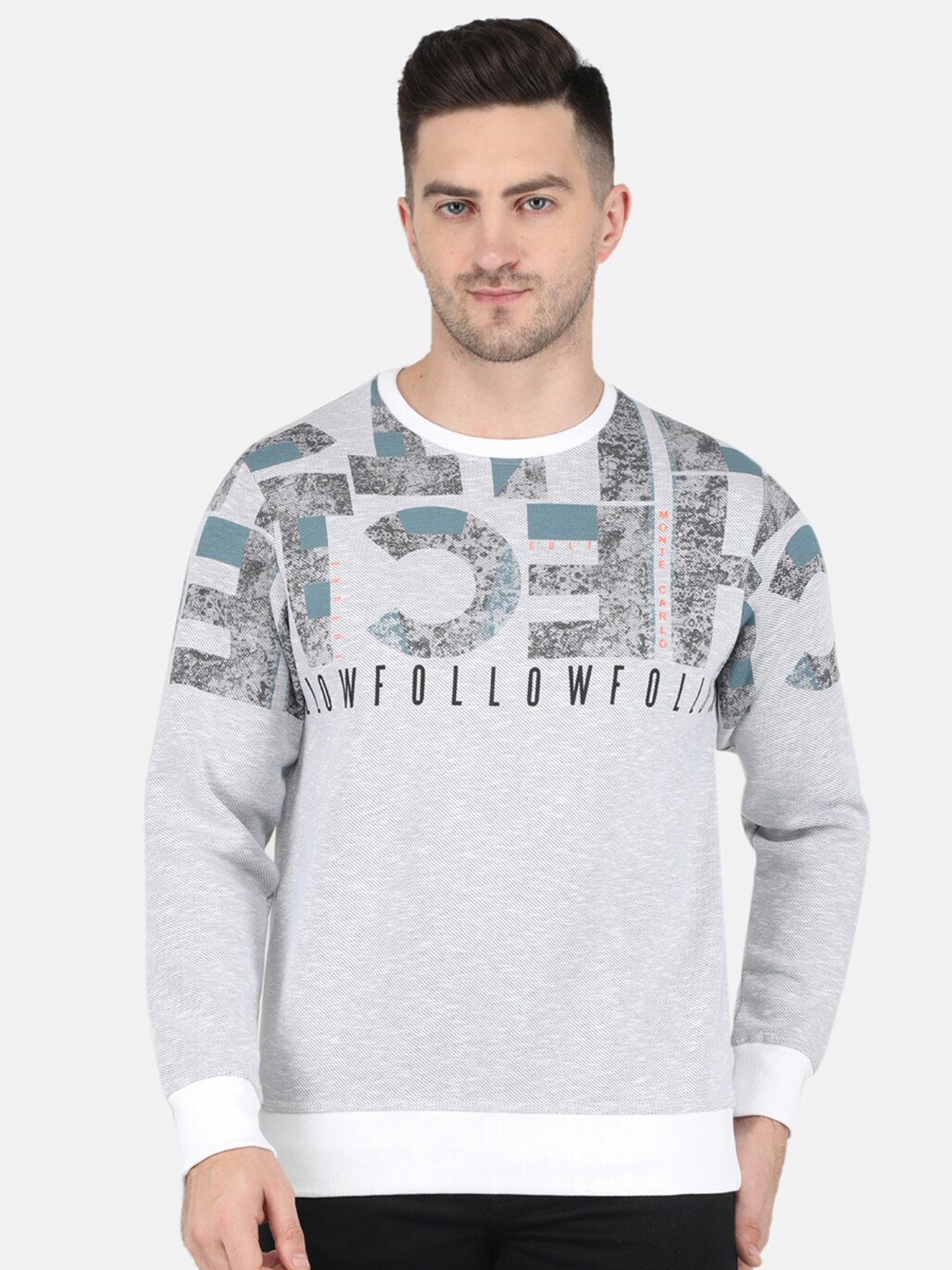 

Monte Carlo Men Cotton Printed Sweatshirt, Grey