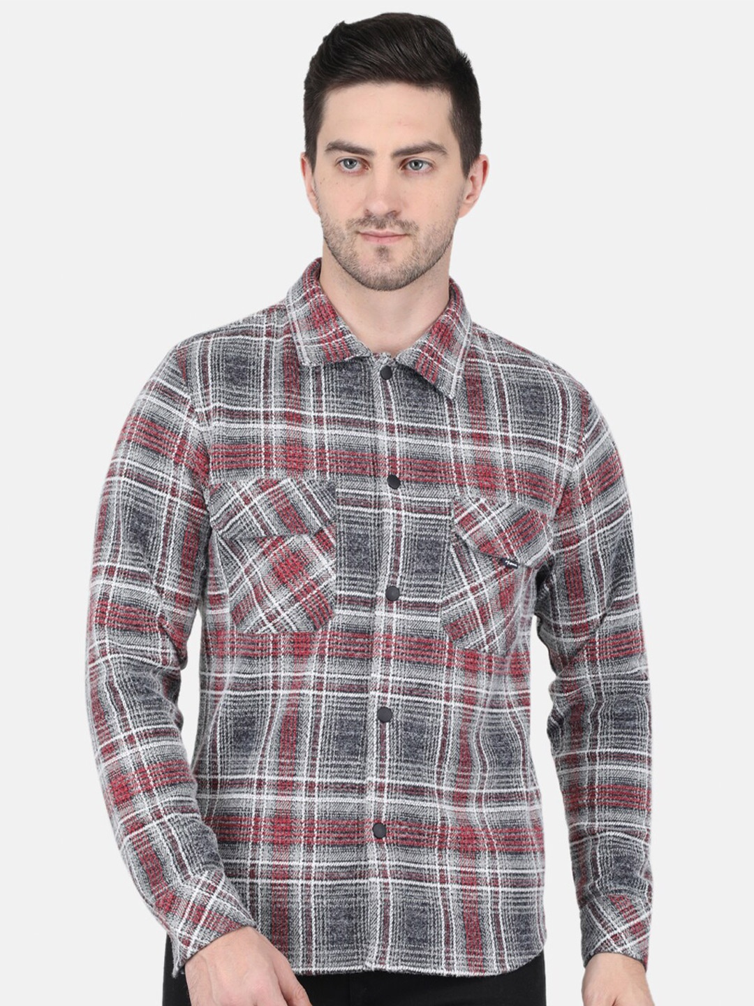 

Monte Carlo Men Checked Casual Shirt, Grey