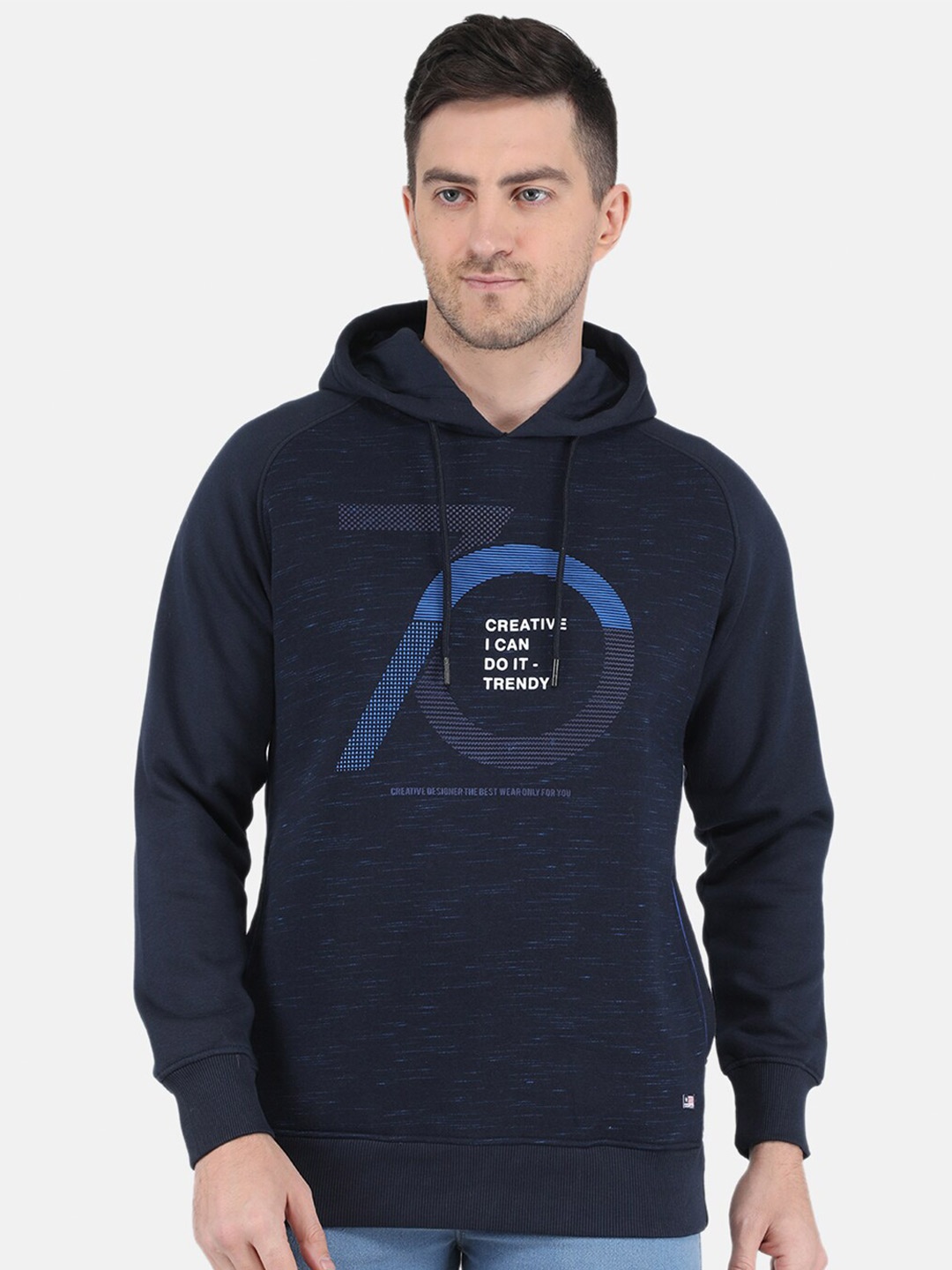 

Monte Carlo Men Cotton Printed Hooded Sweatshirt, Navy blue