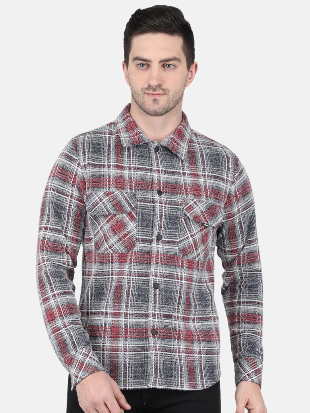 

Monte Carlo Men Checked Sweatshirt, Red
