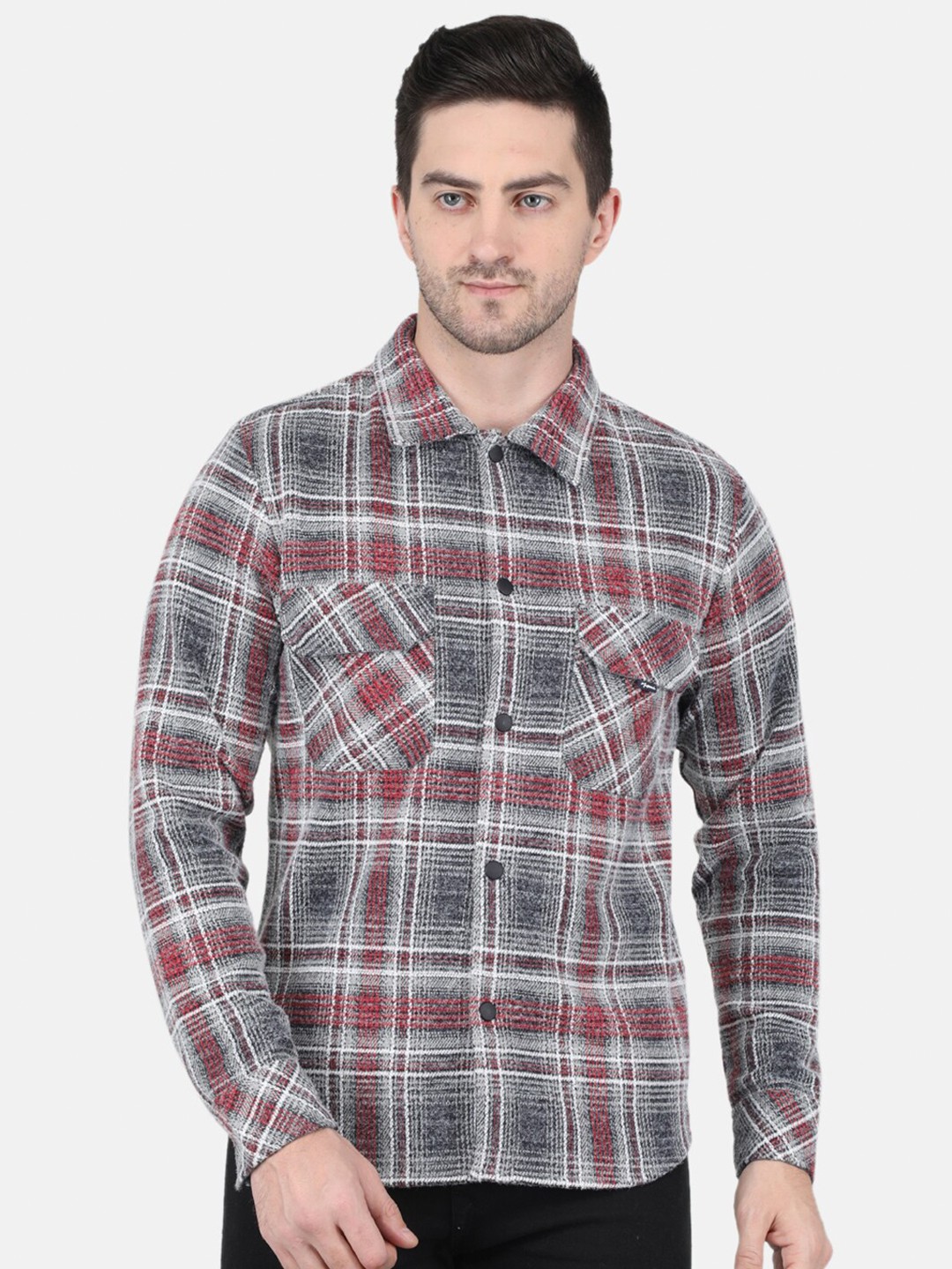 

Monte Carlo Men Checked Sweatshirt, Red