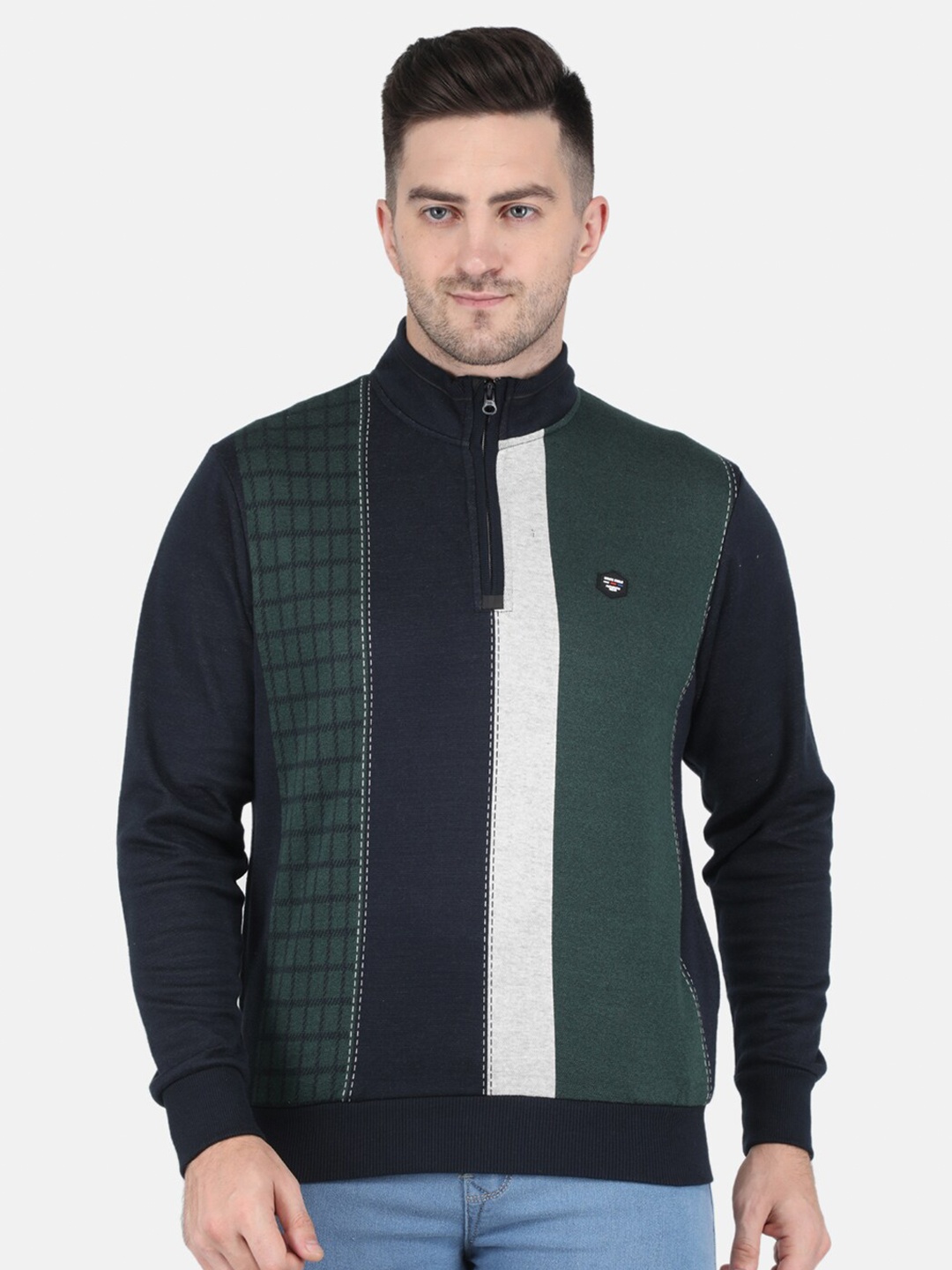 

Monte Carlo Men Colourblocked Cotton Sweatshirt, Green