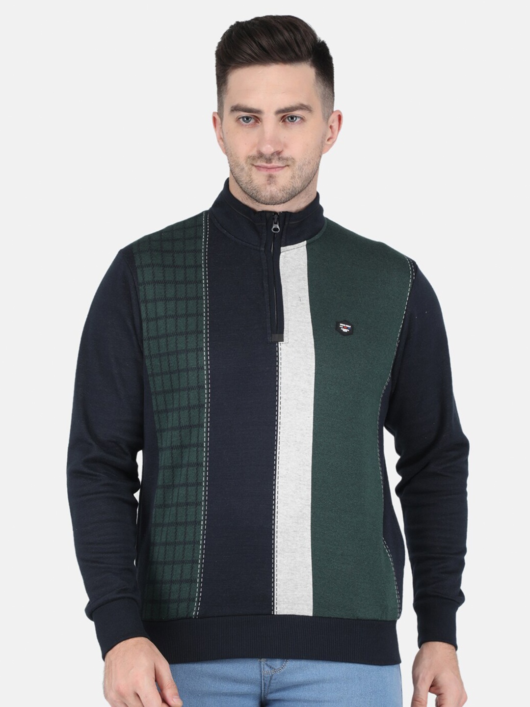 

Monte Carlo Men Colourblocked Cotton Sweatshirt, Green